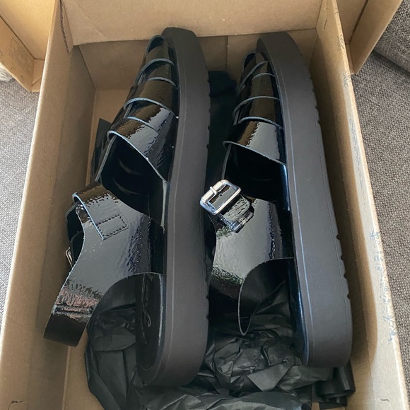 Free People Finn Fisherman Platform Italian Leather Sandals in Black Size 38 - Picture 7 of 11